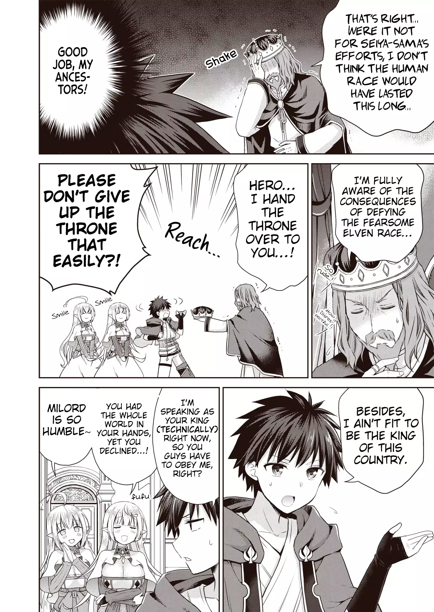 Read Dakara Katte ni Yuusha Toka Haou ni Nintei Sunno Yamero yo! ~Elf Zoku mo Kokuou-sama mo Hirefusu Hodo Ore wa Idai na Yakuwarirashii~ Manga Online