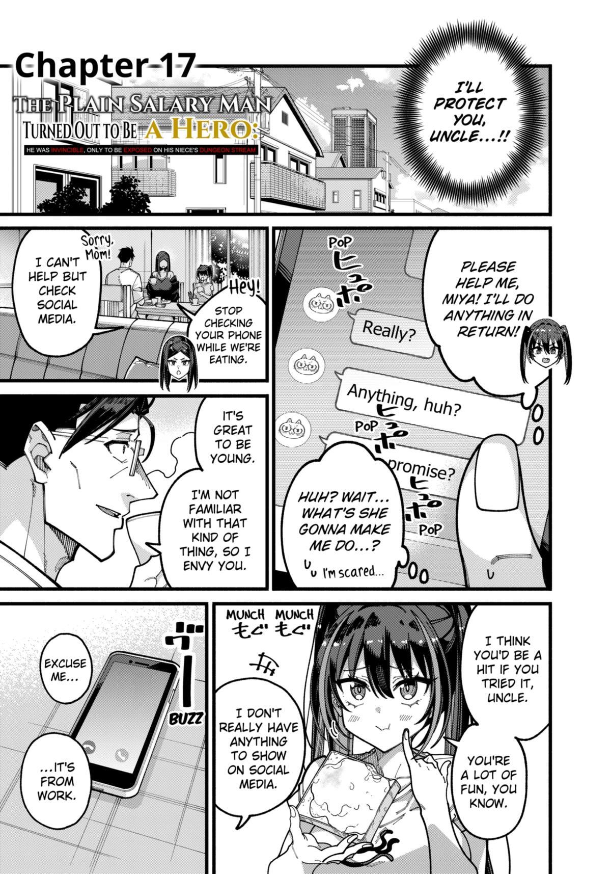Read The Plain Salary Man Turned Out to Be a Hero- He Was Invincible, Only to Be Exposed on His Niece's Dungeon Stream Manga Online