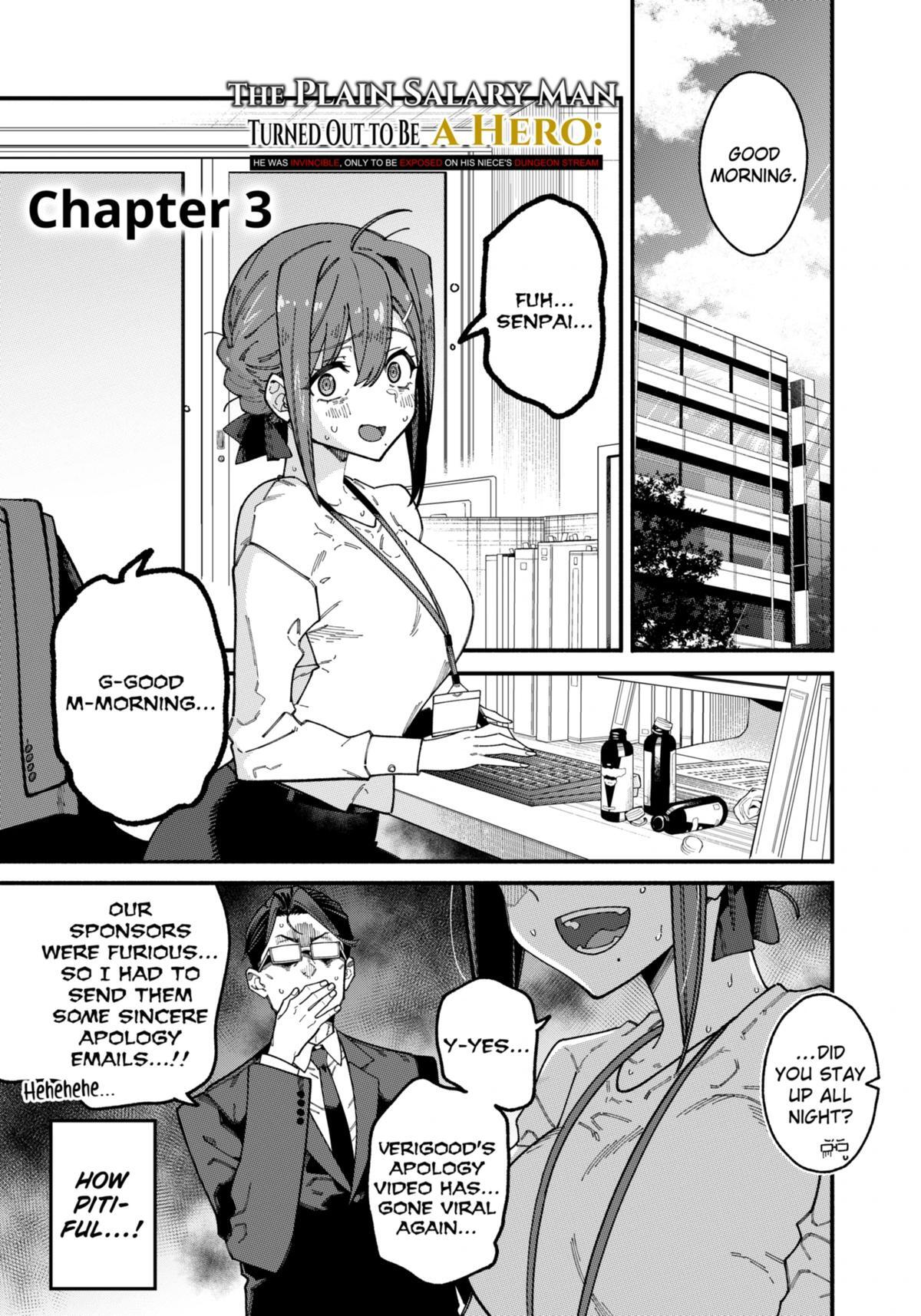 Read The Plain Salary Man Turned Out to Be a Hero- He Was Invincible, Only to Be Exposed on His Niece's Dungeon Stream Manga Online