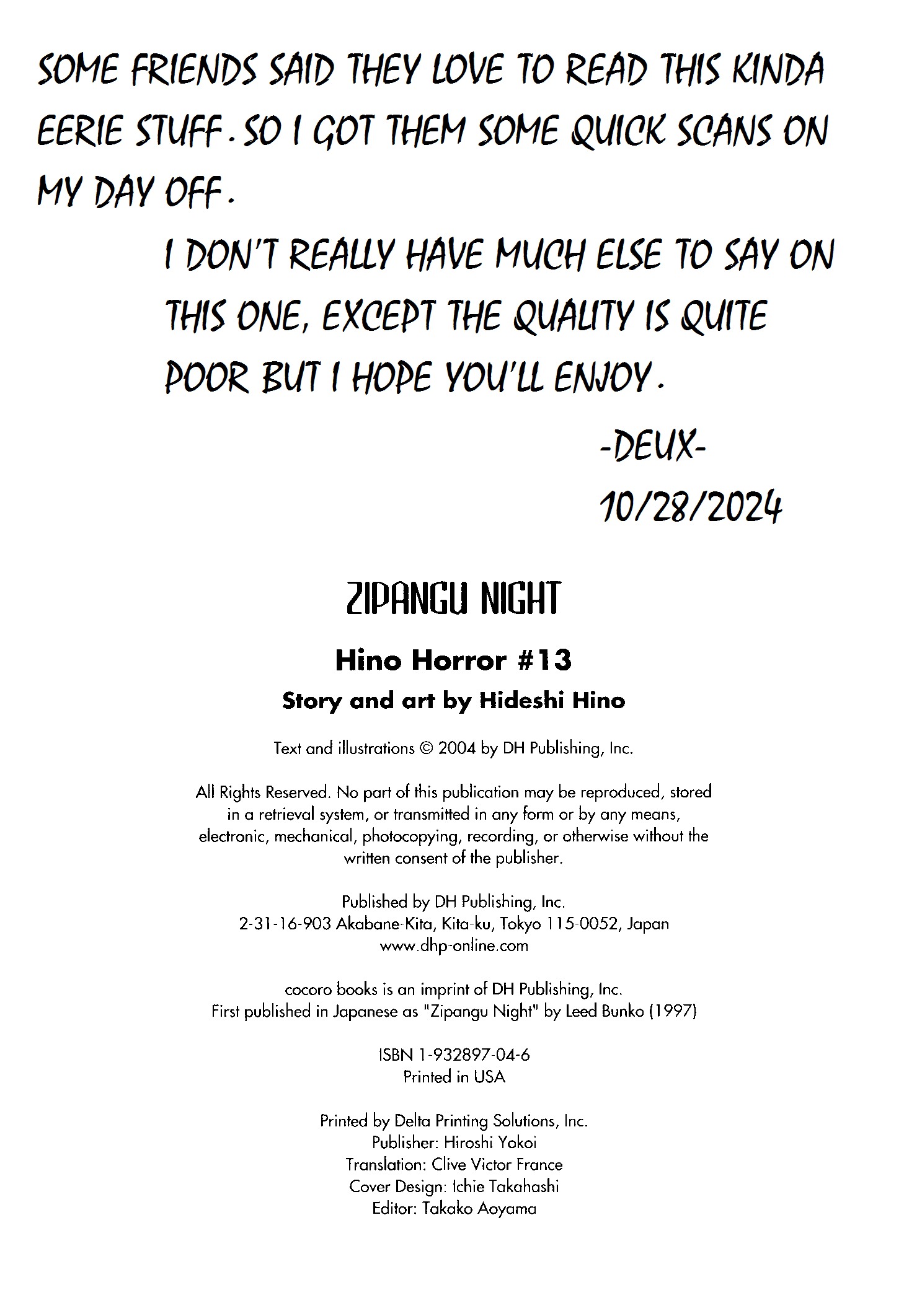 Read Zipangu Night Manga Online